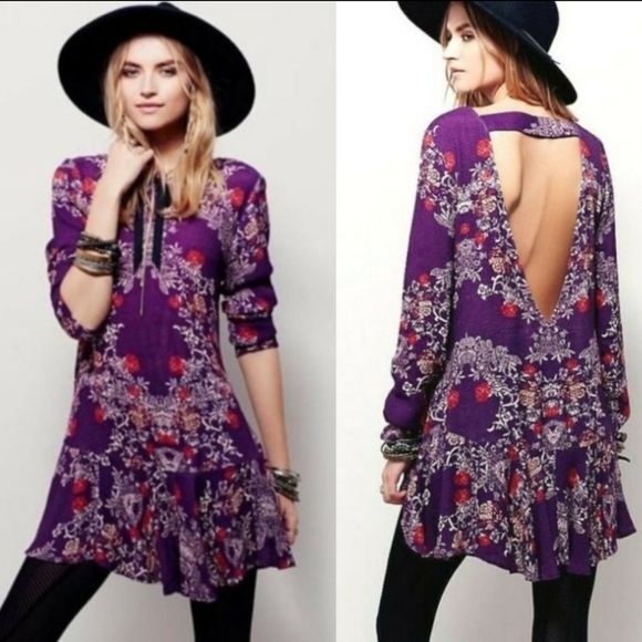 Free People Smooth Talker Purple Open Back Dress - Picture 12 of 12